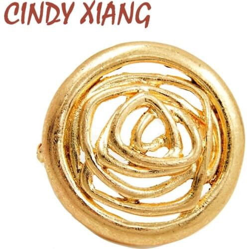 CINDY XIANG New Metal Hollow Round Circle Brooches For Men Women Unisex Irregular Flower Brooch Coat Shirt Pins Wedding Jewelry