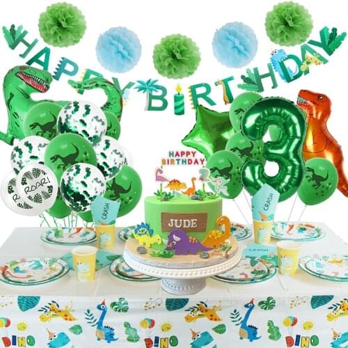 Dinosaur Party Supplies Little Dino Birthday Decoration Party Balloons Banner Cake Topper Decor Baby Shower Boy Dino Decorations