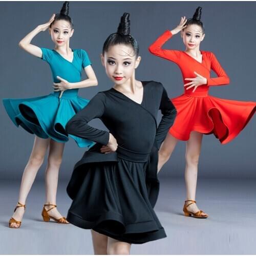 New Children Latin Dance Dress Girls Practice Costumes Competition Performance Clothes Salsa Tango Samba Cha Cha Dance Wear
