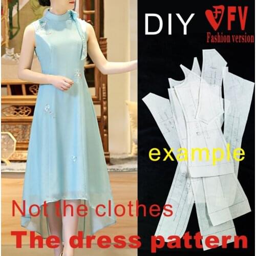 Making pattern female soil stand-up collar dress garment sewing drawings BLQ-379