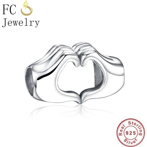 FC Jewelry Fit Original Pandora Charms Bracelets 925 Sterling Silver Hand to Hand Love Heart Beads For Best Friends Berloque DIY