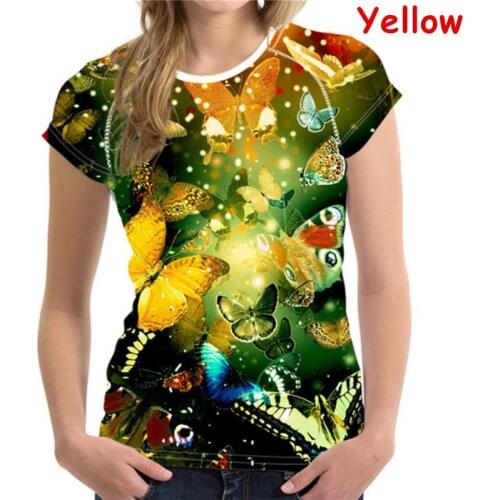 Animal Round Neck T-shirt High Quality woman 2021 T-shirt Funny Short Sleeve Butterfly Pattern 3D Printing Fashion tshirt