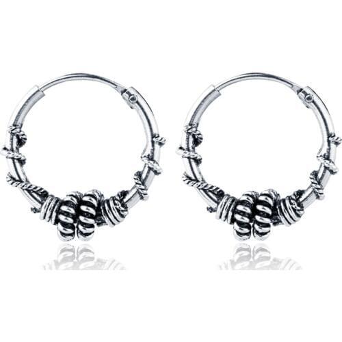 Indian Tribal Hippie Endless Circle Earrings Handmade Vintage Metal Color Small Hoop Earring For Women Chic Jewelry