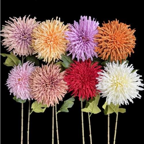 7Pcs Single Stem Oversize Gerbera Simulation Melaleuca/Pineapple/Emperor Chrysanthemum for Wedding Home Artificial Flowers