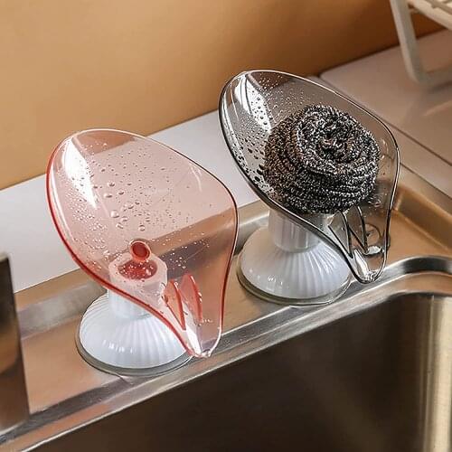 Creative Soap Box Wall-mounted Suction Cup Sponge Box Free Punch Drain Rack Simple Soap Dish For Bathroom Toilet Accessories