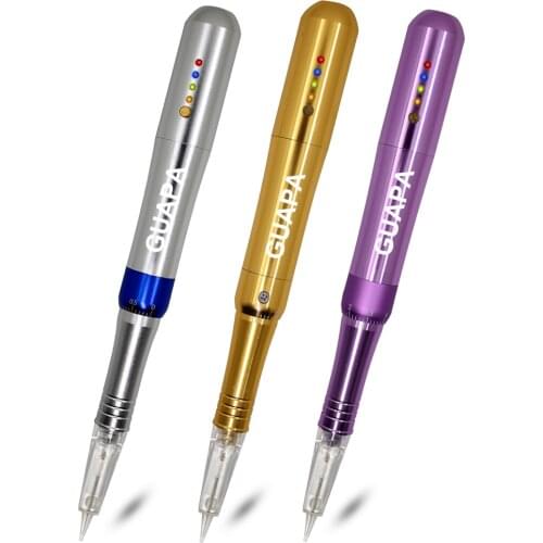 Golden Microblading Machine Permanent Makeup Tattoo Pen Rotary Motor Tattoo Machine with 4 Levels Speed for Eyebrow Eyeliner Lip