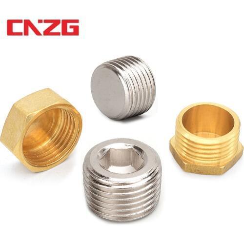 Copper 1/8" 1/4" 3/8" 1/2" 3/4" Male Thread Brass Pipe Hex Head End Cap Plug Fitting Coupler Connector Adapter