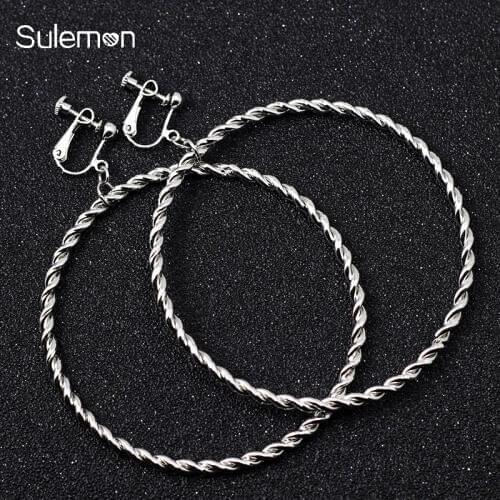 Metal Circle Earrings No Hole Ear Clip Geometric Round Clip Earrings Without Piercing Women Minimalist Big Earring Jewelry CE148