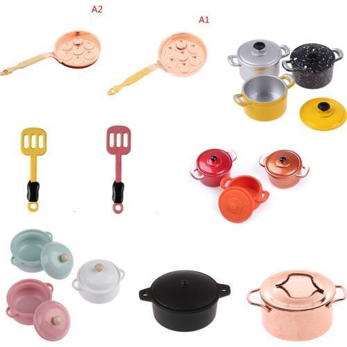 1/12 Dollhouse Miniature Accessories Mini Metal Soup Pot Hot Pot Simulation Furniture Kitchenware Model Toys for Doll House