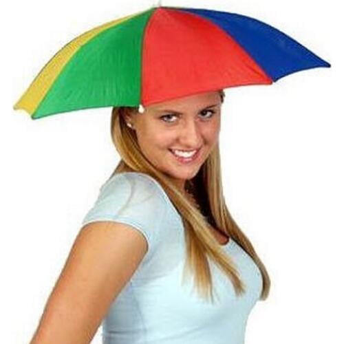Wholesale 100pcs Portable Fishing Camping beach Umbrella Hat Multicolor Cap Sun Rain Umbrella