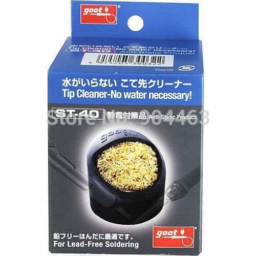 Original Japan Goot ST-40 Solder Soldering Tip Cleaner Iron Cleaning Brass Wool Wire, No water, so less heat loss