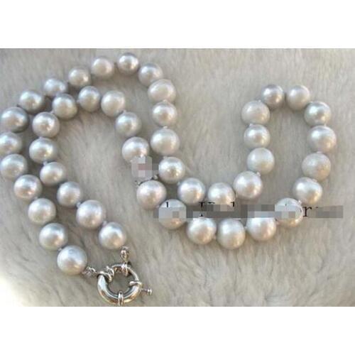 Freshwater pearl gray round 8-9mm necklace 18"