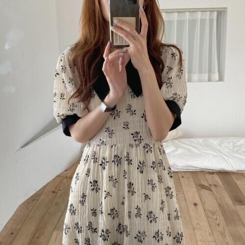 Alien Kitty Elegant Vintage Black Rose Print Summer Dress 2020 New Minimalist Dresses Short Sleeve V-neck Long Dress Vestidos