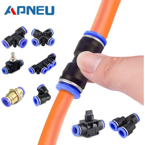 Pneumatic Fitting Hose Connector Tube Plastic Joint Compressor Push-in Quick Release Pipe for 4mm 6mm 8mm 10mm 12mm Pu Py