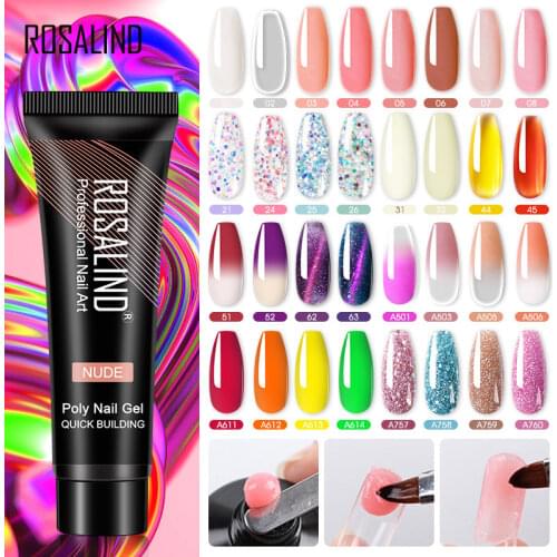 ROSALIND 15ml Poly Extension Nail Gel For Nail Art Manicure Design 80 Colors UV Varnishes Semi Permanent Nail Builder Gel Polish