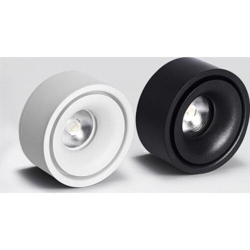 Round Surface Mounted LED Ceiling COB Downlight 9W 12W Dimmable AC 110V 220V Warm Natural Cold White Home Office Lighting