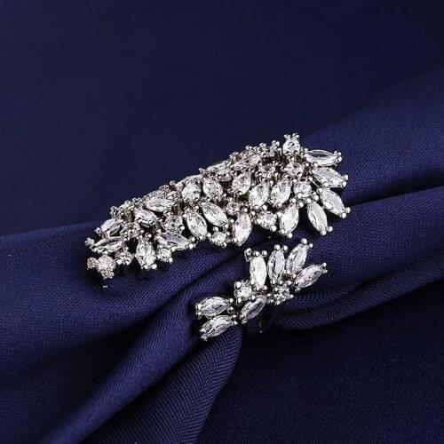 YaYI Jewelry Princess Cut White Natural Zircon Stamped S925 Silver Color Engagement Wedding Girls Party Adjustable Rings Gifts