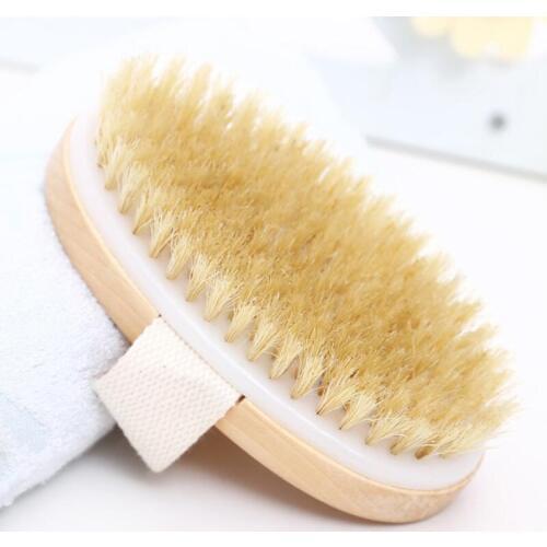 Dry Skin Body Soft Natural Bristle Brush Wooden Bath Shower Bristle Brush SPA Body Brush without Handle LX7344