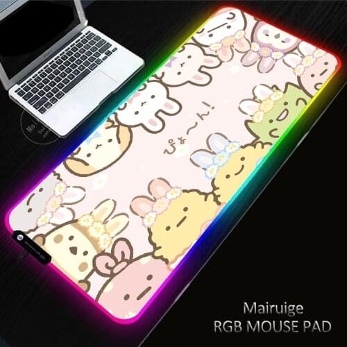 LED Light Anime Sumikkogurashi XXL Mouse Pad RGB Large Gaming Keyboard Non-Slip Computer Genshin Impact Desk Mat Game MousePad