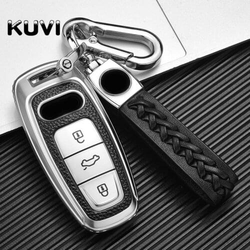 TPU Leather Car Key Case Cover For Audi A6L A7 A8 Q8 E-tron C8 D5 2019 Auto Styling Keyring Holder Protection Accessories Shell