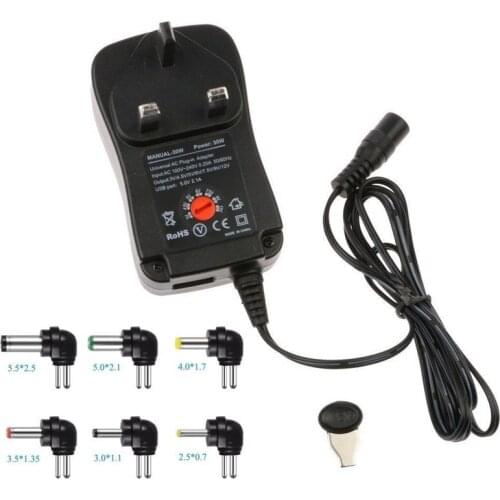 Universal AC/DC 30W Adjustable Power Supply Adapter Power Charger for LED Strip Laptop Router 3V 4.5V 5V 6V 7.5V 9V 12V 2.1A FS
