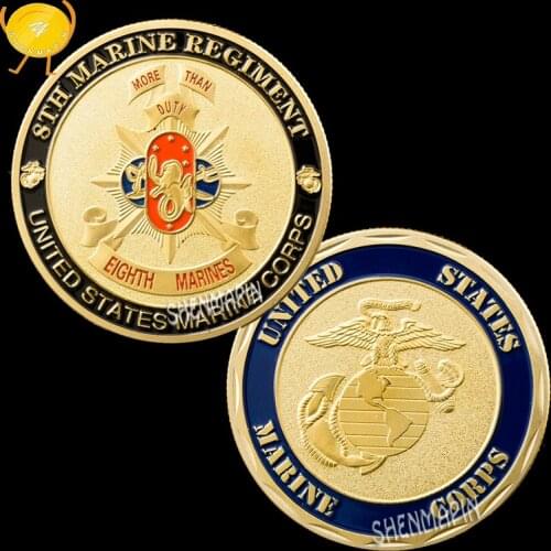 US Marine Corps Commemorative Coin Eighth Marines Regiment Challenge Coin Honor Medal Coins Collectibles To the Bravest Soldiers
