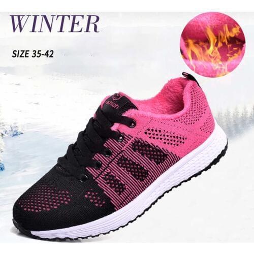 Tenis Feminino Comfortable Fur Warm Women Tennis Shoes Brand Winter Sneakers Sport Fitness Gym Shoes Outdoor Walking Cotton Shoe