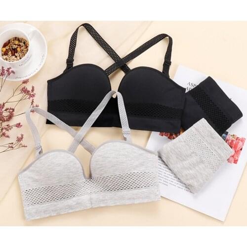 Wasteheart Fashion Purple Gray Women Sexy Lingerie Set Bralette Cotton Panties Bra Push Up Padded Wireless Bra Sets Underwear