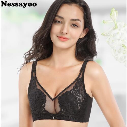 Sexy Plus Size Bras Lace Womens Bras Brassiere B C D Cup Push Up Lingerie Bralette Wireless Hollow Out Fashion Female Underwear