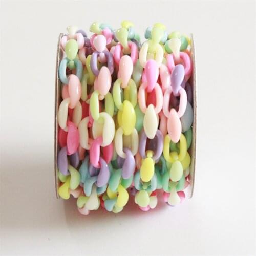 1 Roll Mixed Color Oval Acrylic Chain,Plastic Chain, Necklace Chain,Open Link ,Size 15mmx11mm