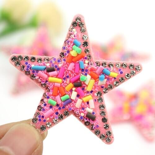 10Pcs 4.7cm Rhinestone Star Shape Appliques For Headwear Hairpin Crafts Decor Accessories Stick-on Clothes Shoes Bags Patches