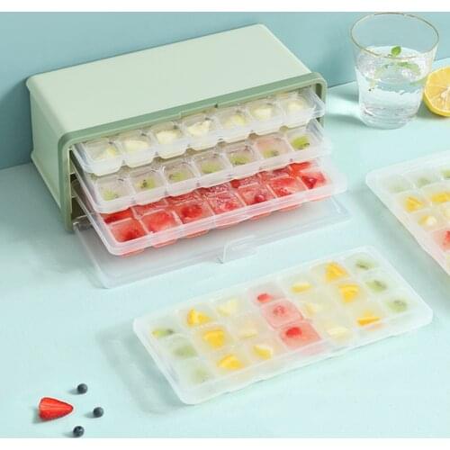 3 In 1 Ice Cube Tray Drawer Style Creative Square Ice Mold Kitchen Ice Storage Box Portable Stackable Ice Cube Making Container