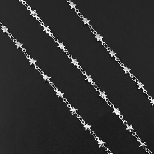 4.5*10mm Stainless Steel Link Chains Findings Metal NO Fade Star Charms DIY Jewelry Bracelet Bags Necklace Making Wholesale