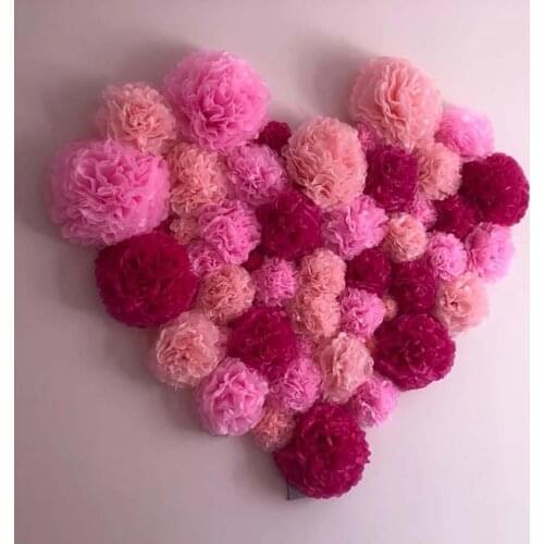 Party Favor 40pcs/lot 8" 10" 12" 14" 16" Blue/Pink/Beige Paper Pom Pom Wedding Ceremony Decoration Hanging Paper Tissue Ornament