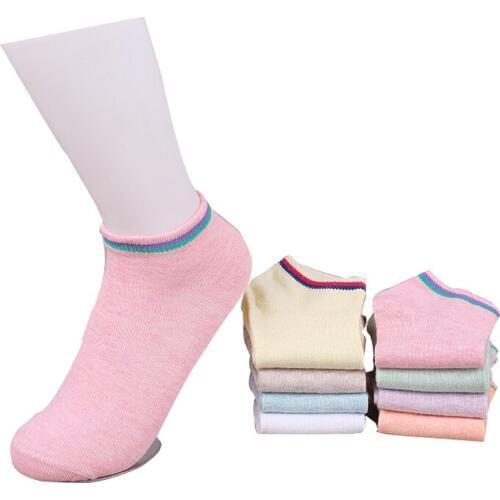 5 pairs / lot women socks 2017 spring / summer cotton fashion girls boat socks for women