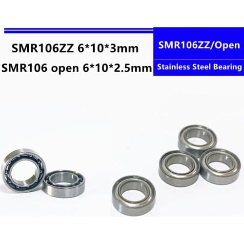50/100/500pcs SMR106ZZ 6*10*3mm L-1060ZZ stainless steel deep groove ball bearing 6x10x3mm SMR106 open smr106k 6*10*2.5mm