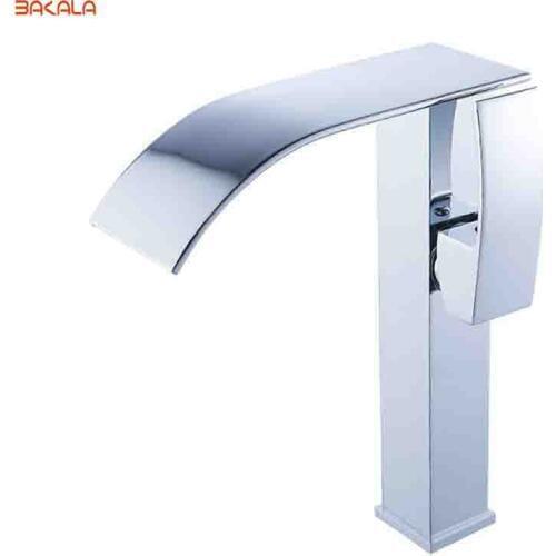 BAKALA Stainless Steel Tall Version Basin Faucet Waterfall Faucet Hot&Cold Mixer Bathroom Tap Sink Chrome Finish LT514T