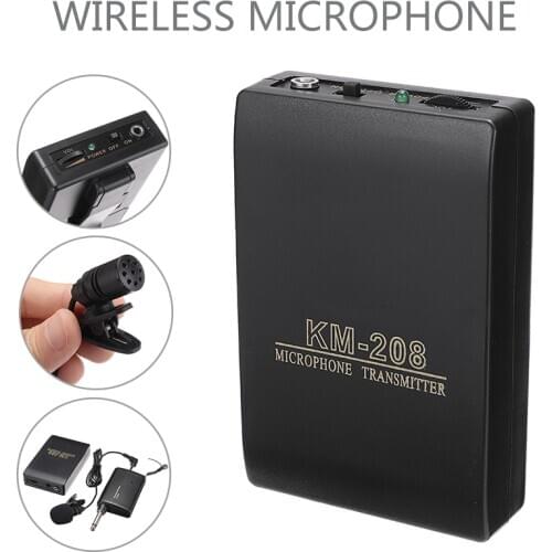 KM-208 Wireless Clip Microphone System Wedding Meeting Lapel Clip On Microphone Mic System Set Mayitr