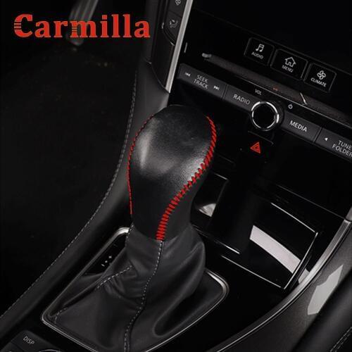 Carmilla Leather Gear Shift Knob Handle Cowhide Cover Hand-Sewn for Infiniti QX50 QX70 QX80 EX FX35 37 G37 Accessories