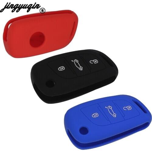 Jingyuqin 3 Button Silicone Car Key Case Fob Cover For Citroen C2 C3 C4 C5 C4L DS3 DS4 DS5 DS6 Remote Flip Key Shell Protector