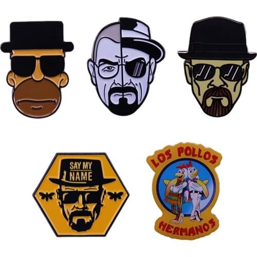 Breaking Bad Series Brooch Walter White Homerberg Pin Los Pollos Hermanos Badge Crime TV Show Fans Cool Accessory