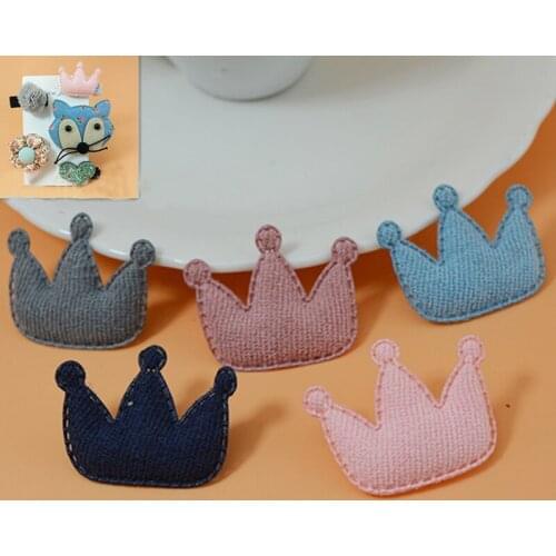 40pcs/lot 3.8*3cm Crown Padded Appliques for Children Headwear Hair clip Accessories and Garment Accessories