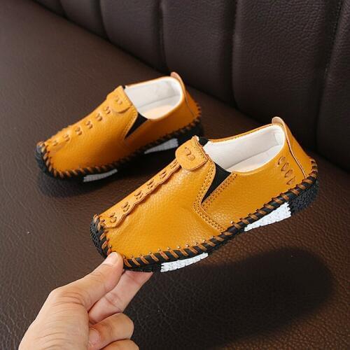 2019 New Kids Shoes Children Pu Leather Sneakers England Style Boys Leather Shoes Baby Boys Sewing Soft Bottom Casual Shoes A981