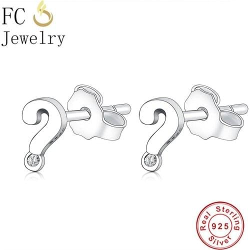 FC Jewelry 100% 925 Silver Creative Question Mark Symbol Piercing Stud Earring For Women Accessories Minimalist Brincos 2020