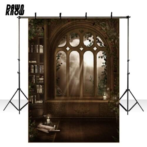DAWNKNOW Fairy Tale Photography Background Moonlight Photocall Bookshelf Children Backdrops For Wedding Photo Studio HA001