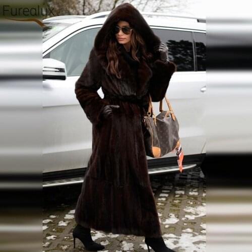 FUREALUX New Style Natural Mink Real Long Fur Coat Winter High-quality Thick Warm Jacket Elegant Loose Womens Fur Clothing