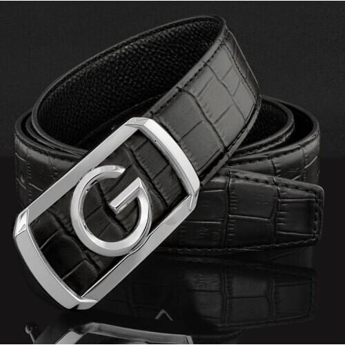 K Smooth button buckle metals G belts mens Leisure Waistband man genuine leather Casual hombre Waist Strap fashion Cowskin sash