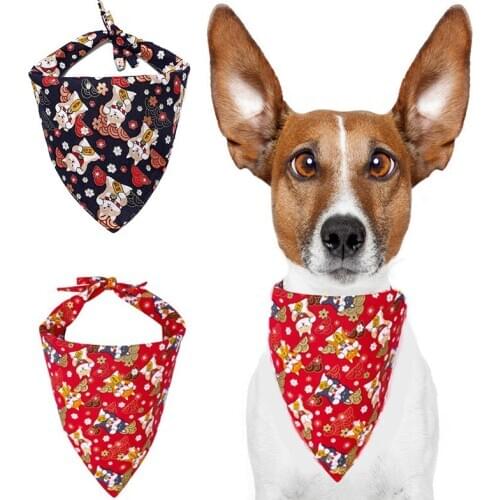 Cat Dog Bandana Pet Dog Printed Scarf Collar Adjustable Pet Neckerchief Scarf Waterproof Saliva Towel For Small Medium Large Dog