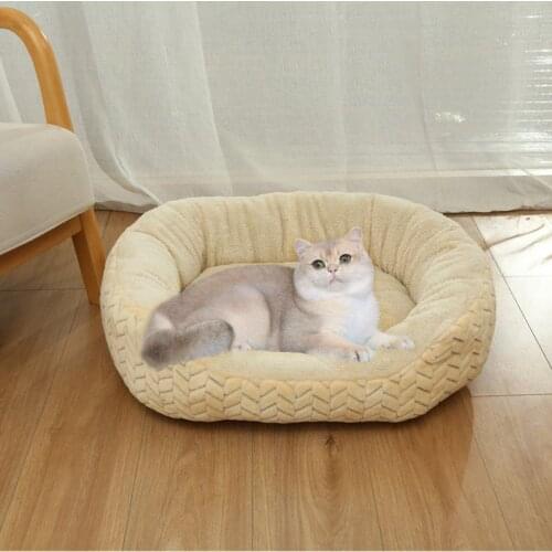 Round Long Plush Dog Beds For Small Chien Winter Pet Products Cushion Super Soft Fluffy Comfortable Cat Mat Supplies Accessories