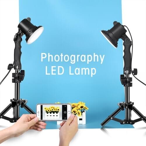 12W LED Lamp Photography Studio Light Bulb Handheld Desk Lamp Portrait Soft Box Fill Light Bulb With 37cm Light Stand